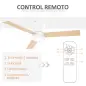 Ventilador de Techo Motor AC 48W con Luz LED Mando a Distancia 3 Velocidades y 3 Aspas de Madera Ø112x25 cm Blanco Ventilador de Techo Motor AC 48W con Luz LED Mando a Distancia 3 Velocidades y 3 Aspas de Madera Ø112x25 cm Blanco
