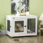 Jaula para Perros Medianos de Interior Mesa Auxiliar con 2 Puertas con Pestillo y Cojín 94x60x71,5 cm Blanco