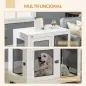 Jaula para Perros Medianos de Interior Mesa Auxiliar con 2 Puertas con Pestillo y Cojín 94x60x71,5 cm Blanco