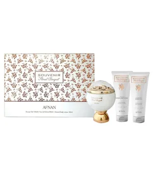 AFNAN SOUVENIR FLORAL BOUQUET EAU DE PARFUM 100ML + GEL DE BAÑO 100ML + LOCION CORPORAL 100ML