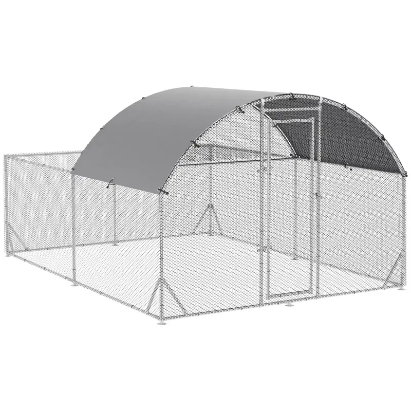 Gallinero Exterior Grande 380x280x195 cm para 10-12 Gallinas con Cubierta de Tela para Pollos Conejos Patos Plata