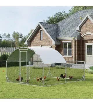 Gallinero Exterior Grande 380x280x195 cm para 10-12 Gallinas con Cubierta de Tela para Pollos Conejos Patos Plata