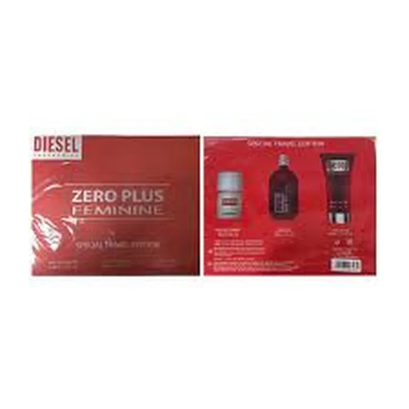 DIESEL ZERO PLUS FEMININE EAU DE TOILETTE 75ML + CREMA CORPORAL PERFUMADA 100ML + EAU DE TOILETTE 30ML VAPORIZADOR