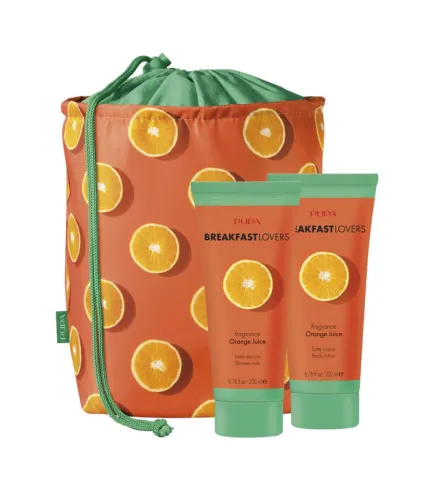 PUPA BREAKFAST LOVERS ORANGE JUICE LECHE CORPORAL 1UN + LOCION CORPORAL 200ML + BOLSA 1U