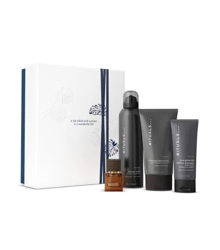 RITUALS HOMME ESPUMA DE BAÑO 4ML + EXFOLIANTE FACIAL + CHAMPU CAFFEINE