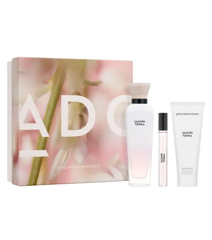 ADOLFO DOMINGUEZ JAZMIN TONKA EAU DE PARFUM 120ML VAPORIZADOR + LOCION CORPORAL PERFUMADA 1U + VIAL 10ML VAPORIZADOR