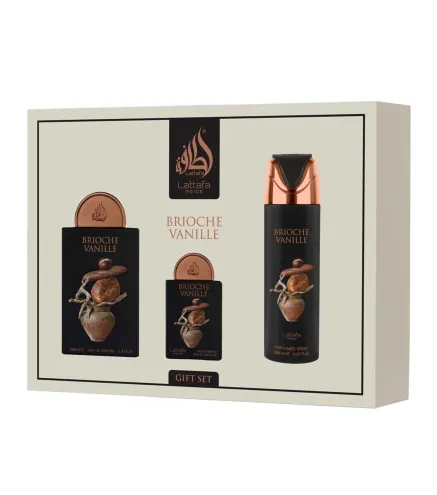 LATTAFA BRIOCHE VANILLE EAU DE PARFUM 100ML + SPRAY CORPORAL PERFUMADO 200ML VAPORIZADOR + EAU DE PARFUM 20ML