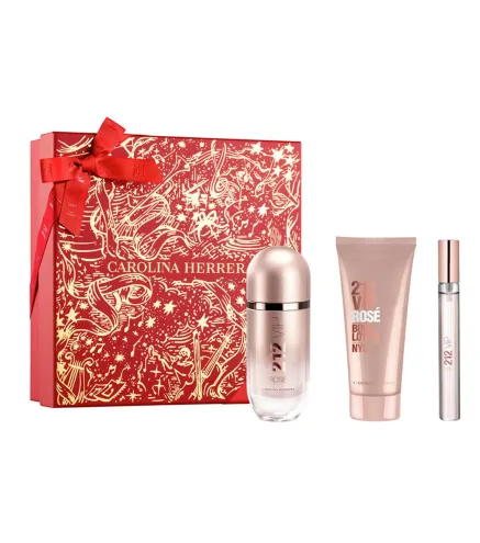 CAROLINA HERRERA 212 VIP ROSE EAU DE PARFUM 80ML VAPORIZADOR + LOCION CORPORAL PERFUMADA 1U + VIAL 10ML VAPORIZADOR
