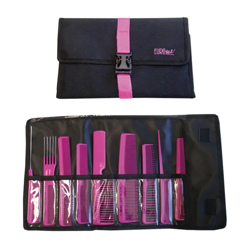 EUROSTIL ESTUCHE PROFESIONAL 9 PEINES COLORES CON CIERRE 1UN