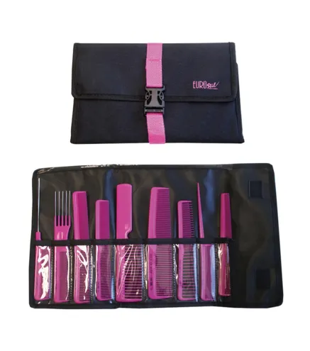 EUROSTIL ESTUCHE PROFESIONAL 9 PEINES COLORES CON CIERRE 1UN