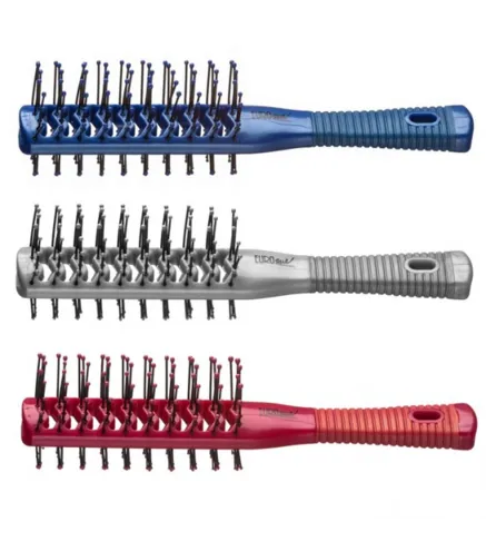 EUROSTIL DOBLE MANGO CEPILLO ESQUELETO BICOLOR GOMA TUNEL COLORES 1UN