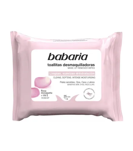 BABARIA ROSA MOSQUETA TOALLITAS DESMAQUILLANTES 25UN