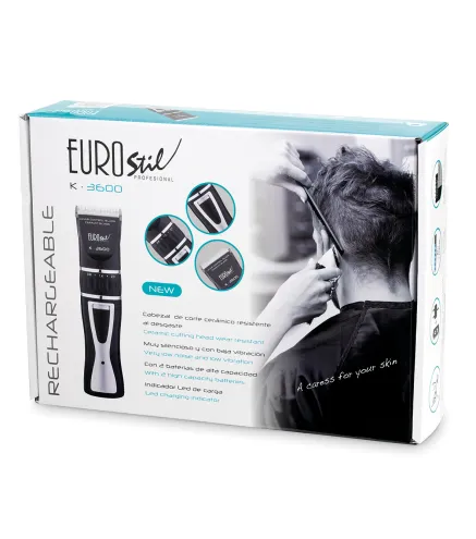 EUROSTIL ELECTRICA K3600 CERAMICO RECARGABLE MAQUINA CORTAPELO CABELLO NEGRO NEGRO 5W 1UN