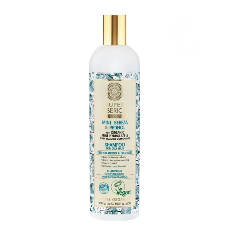 NATURA SIBERICA MENTA ABEDUL RETINOL CHAMPU PROFESIONAL CABELLO GRASO 400ML