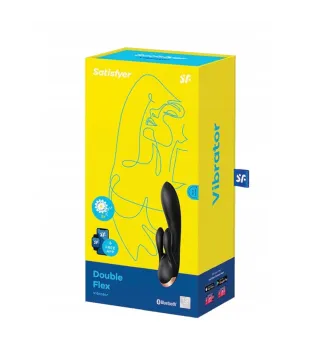SATISFYER DOUBLE FLEX VIBRADOR NEGRO NEGRO CON APP 1UN