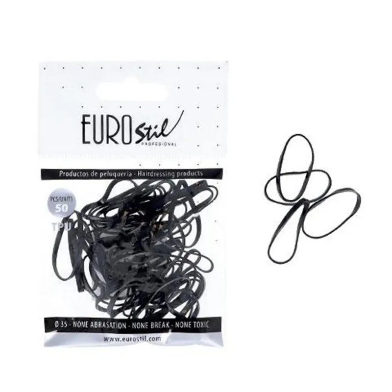 EUROSTIL CABELLO BOLSA DE GOMAS NEGRAS 50UN