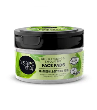 ORGANIC SHOP TEA TREE DISCOS FACIALES EXFOLIANTES OIL DEEP CLEANSING 20UN