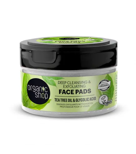 ORGANIC SHOP TEA TREE DISCOS FACIALES EXFOLIANTES OIL DEEP CLEANSING 20UN