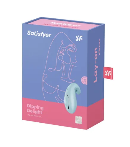 SATISFYER DIPPING DELIGHT VIBRADOR LAY-ON AZUL CLARO 1UN
