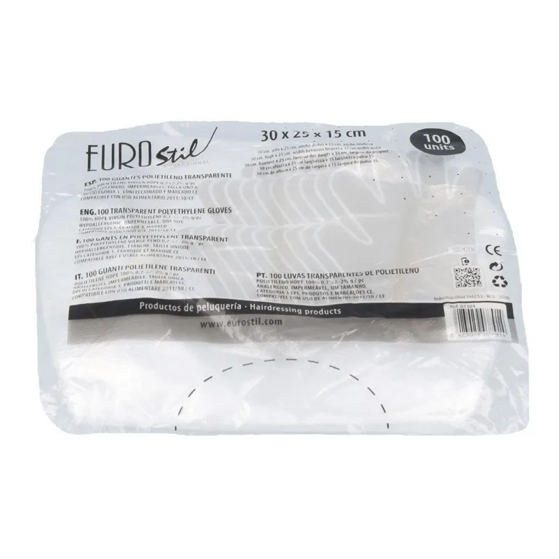 EUROSTIL TRANSPARENTES GUANTES DESECHABLES BOLSA 100UN
