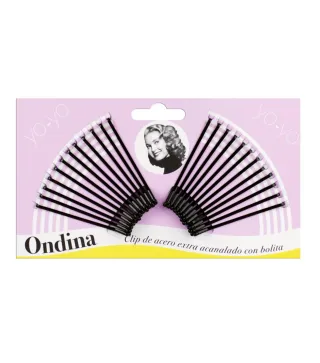 EUROSTIL ACANALADO CLIPS ACERO CON BOLITA NEGRA 50MM PACK 1UN