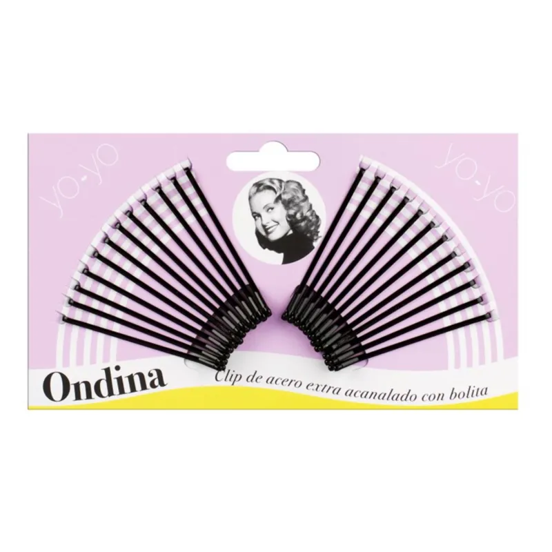 EUROSTIL ACANALADO CLIPS ACERO CON BOLITA NEGRA 50MM PACK 1UN