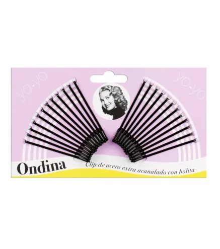 EUROSTIL ACANALADO CLIPS ACERO CON BOLITA NEGRA 50MM PACK 1UN