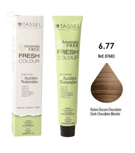 EUROSTIL FRESH COLOUR CREMA DECOLORANTE 6.77 RUBIO OSCURO CHOCOLATE SIN AMONIACO 1UN