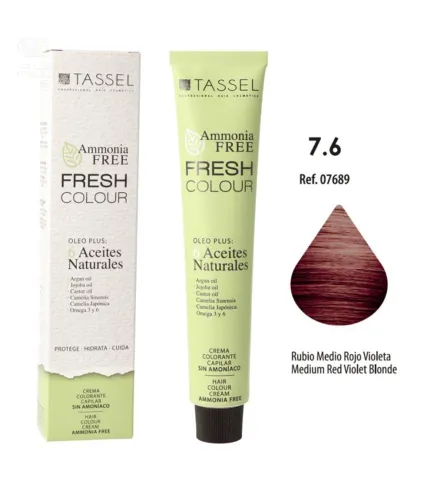 EUROSTIL FRESH COLOUR CREMA DECOLORANTE 7.6 RUBIO MEDIO ROJO VIOLETA SIN AMONIACO 1UN