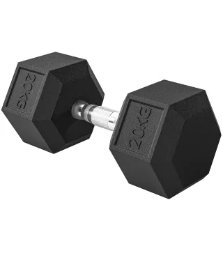 Mancuerna Hexagonal 20 kg de Hierro Fundido Pesas de Metal Recubiertas de Goma para Entrenamiento en Casa Gimnasio Negro