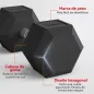 Mancuerna Hexagonal 20 kg de Hierro Fundido Pesas de Metal Recubiertas de Goma para Entrenamiento en Casa Gimnasio Negro