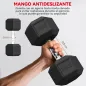 Mancuerna Hexagonal 20 kg de Hierro Fundido Pesas de Metal Recubiertas de Goma para Entrenamiento en Casa Gimnasio Negro