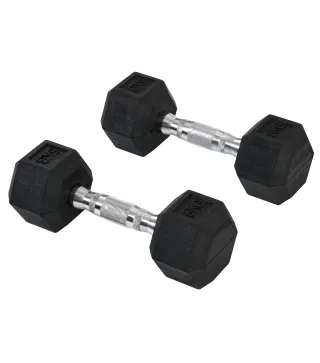 Conjunto de Mancuernas Cortas Total 10 kg - entrenamiento muscular & halterofilia - acero caucho Negro
