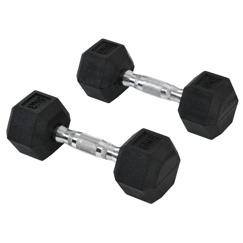 Conjunto de Mancuernas Cortas Total 10 kg - entrenamiento muscular & halterofilia - acero caucho Negro