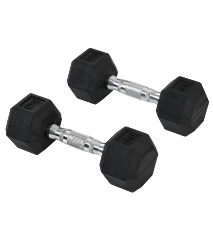 Conjunto de Mancuernas Cortas Total 10 kg - entrenamiento muscular & halterofilia - acero caucho Negro