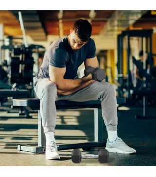 Conjunto de Mancuernas Cortas Total 10 kg - entrenamiento muscular & halterofilia - acero caucho Negro