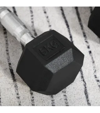 Conjunto de Mancuernas Cortas Total 10 kg - entrenamiento muscular & halterofilia - acero caucho Negro