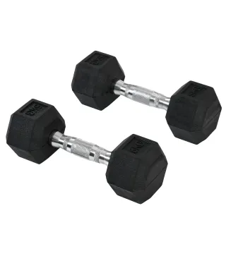 Conjunto de Mancuernas Cortas Total 10 kg - entrenamiento muscular & halterofilia - acero caucho Negro