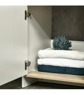 Mueble Bajo Lavabo Mueble de Lavabo Moderno Mueble de Baño con Compartimentos y Puerta 77x45x60 cm Blanco y Natural