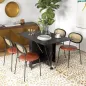 Mesa de Comedor Plegable con Ruedas y 2 Alas Abatibles Hasta 6 Personas Acabado Mármol 120x80x73 cm Negro