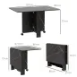 Mesa de Comedor Plegable con Ruedas y 2 Alas Abatibles Hasta 6 Personas Acabado Mármol 120x80x73 cm Negro