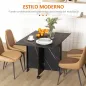 Mesa de Comedor Plegable con Ruedas y 2 Alas Abatibles Hasta 6 Personas Acabado Mármol 120x80x73 cm Negro