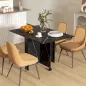Mesa de Comedor Plegable con Ruedas y 2 Alas Abatibles Hasta 6 Personas Acabado Mármol 120x80x73 cm Negro