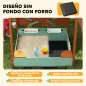 Arenero para Niños de Madera con Techo Arenero Infantil con 2 Asientos 2 Cajas Grifo Embudo 116x112,5x128 cm Verde