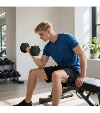 Set de 2 Mancuernas Hexagonales de 2 x 15 kg de Hierro Fundido Recubiertas en Goma para Entrenamiento en Casa Gimnasio