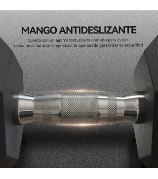 Set de 2 Mancuernas Hexagonales de 2 x 15 kg de Hierro Fundido Recubiertas en Goma para Entrenamiento en Casa Gimnasio