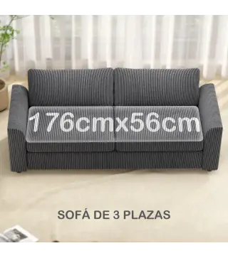 Sofá de 3 Plazas Tapizado en Pana con 2 Almohadas Reposabrazos y Cojín de Muelles 212x80x88 cm Gris Oscuro