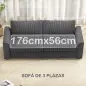 Sofá de 3 Plazas Tapizado en Pana con 2 Almohadas Reposabrazos y Cojín de Muelles 212x80x88 cm Gris Oscuro