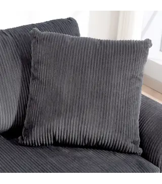 Sofá de 3 Plazas Tapizado en Pana con 2 Almohadas Reposabrazos y Cojín de Muelles 212x80x88 cm Gris Oscuro