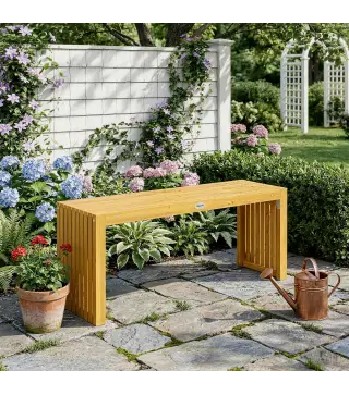 Banco de Jardín de Madera de 2 Plazas 110 cm con Asiento de Listones Carga 240 kg para Patio Porche Parque Natural